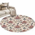 thumbnail image 1 of Boho Red Floral Large Area Rugs for Bedroom Living Room, Soft Non Slip Carpet Bedside Rug, Farmhouse Rustic Flower Leaf Plant Round Floor Cover Kitchen Accent Rug 3' for Dining Room/Office, 1 of 9