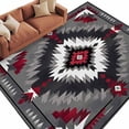 thumbnail image 1 of Boho Red Grey Large Area Rugs for Bedroom Living Room, Soft Non Slip Carpet Bedside Rug, Geometric Southwestern Retro Ethnic Rectangular Floor Cover Kitchen Accent Rug 8'x10' for Dining Room/Office, 1 of 9