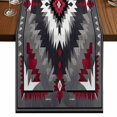 thumbnail image 1 of Boho Red Grey Table Runner 70 Inches Long, Cotton Linen Table Runner Dresser Scarf, Geometric Southwestern Retro Ethnic Fabric Tablerunners for Dining Coffee Tables Wedding Holiday Party 13"x70", 1 of 9