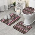 thumbnail image 1 of Boho Red Knitted Ethnic Pattern Bathroom Rugs Sets 3 Piece,Toilet Cover Set,Absorbent Non Slip Bathroom Mats Sets with U-Shaped Contour Rug Toilet Rug Set, 1 of 5