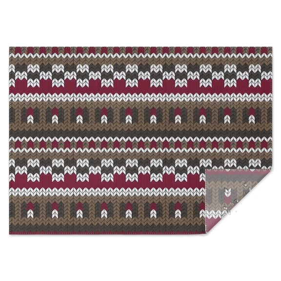 Boho Red Knitted Ethnic Pattern Rectangle Tablecloth 60"x84",Waterproof Polyester Rectangle Table Cloth, Wipeable Spillproof Polyester Tablecloth for Dining, Camping, Indoor and Outdoor