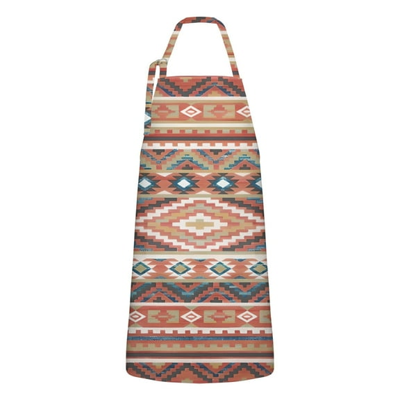 Boho Red Southwestern Ethnic Pattern Apron-Garden Aprons for Women with Pockets-Cotton Linen Waterproof Kitchen Cooking Gardening Aprons Adjustable for Kitchen,Cooking,BBQ and Salon 33x27 Inch