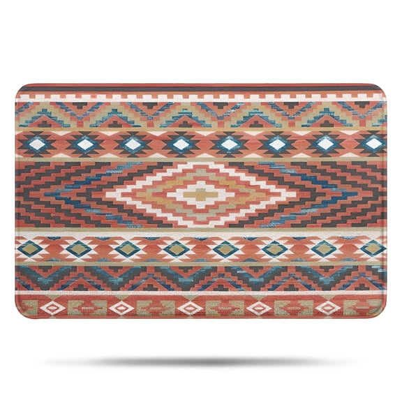 Boho Red Southwestern Ethnic Pattern Bathroom Rugs Mat,Non Slip Microfiber Bathroom Rug,Rubber Backing,Soft Bathroom Mats for Bathroom Floor,Tub and Shower,17x27in(43x68cm)