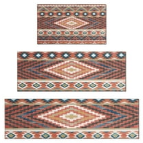 Boho Red Southwestern Ethnic Pattern Kitchen Rugs Sets Of 3,Kitchen Runner Rugs Non Skid Washable,Decorative Kitchen Floor Mats for Kitchen,Sink,Laundry,17"x30" 17"x47" 17"x59"