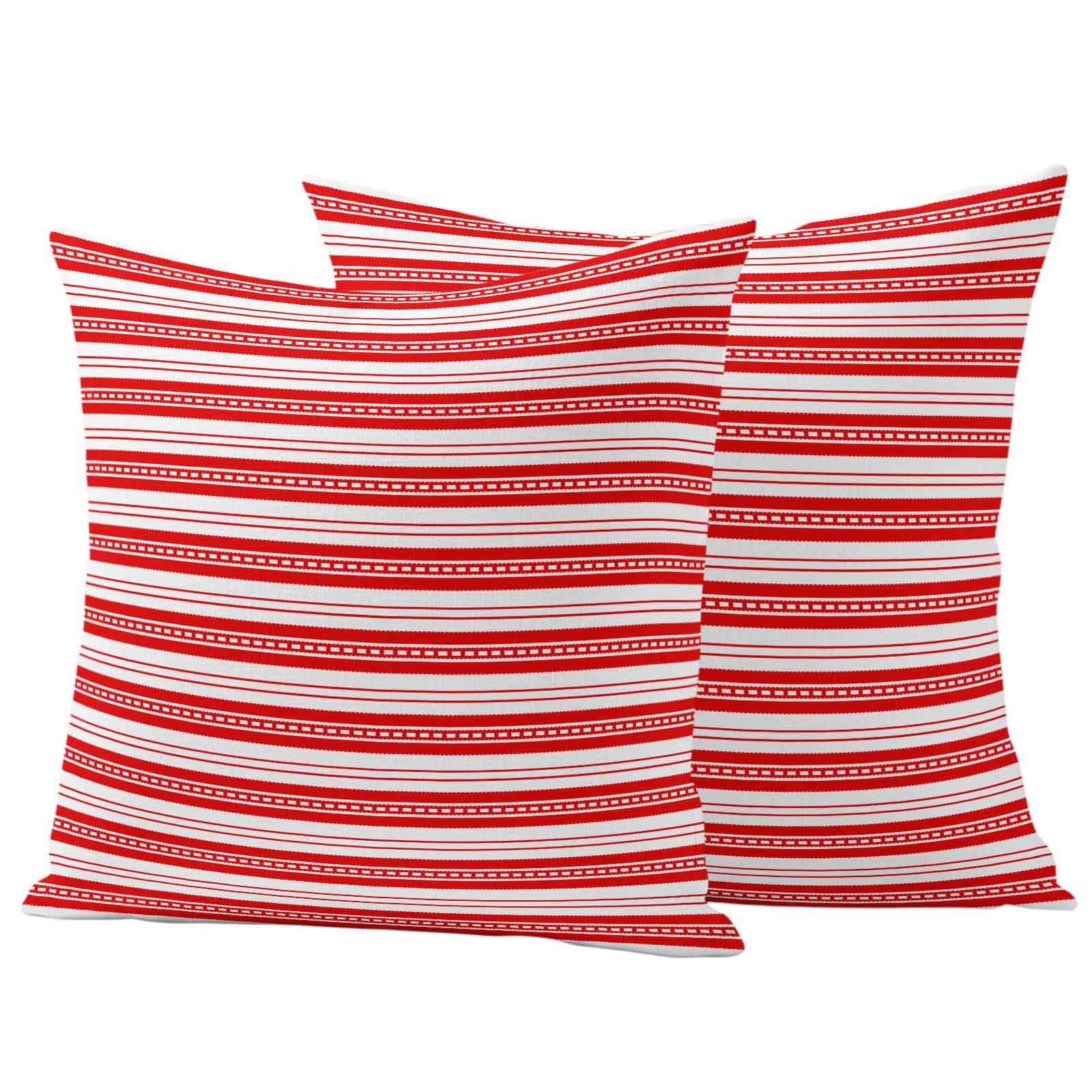 Boho Red Stripe Outdoor Waterproof Pillow Covers, Abstract Geometric White Minimalist Decorative Square Throw Pillowcase Sofa Cushion Sham for Patio/Couch/Chair, 20"x20" 2 Pack