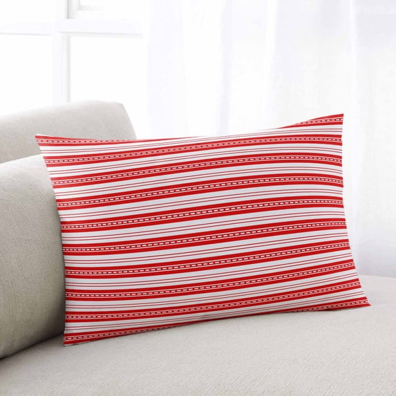 Boho Red Stripe Queen Size Pillow Cover, Pillowcase Protectors with Zipper, Breathable Decorative Throw Pillow Case Cover, Abstract Geometric White Minimalist Pillow Shams for Couch Sofa 20x30Inch