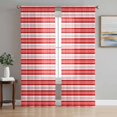 thumbnail image 1 of Boho Red Stripe Semi Sheer Curtains 84 Inch Length 2 Panels Set, Abstract Geometric White Minimalist Sheer Kitchen Curtain Privacy Voile Window Curtain for Living Room Bedroom Rod Pocket Drapes, 1 of 7