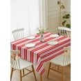 thumbnail image 1 of Boho Red Stripe Tablecloth Rectangle Table Cloth 60x102, Waterproof Tablecloth Outdoor Table Cloth, Abstract Geometric White Minimalist Washable Table Cover for Kitchen Dinning Party, 1 of 8