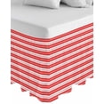 thumbnail image 1 of Boho Red Stripe Wrap Around Bed Skirts for Queen Bed 16" Drop,Bed Skirt with Adjustable Elastic Belt Dust Ruffle Bed Valance for Bedroom Hotel Abstract Geometric White Minimalist Bed Frame Cover, 1 of 7
