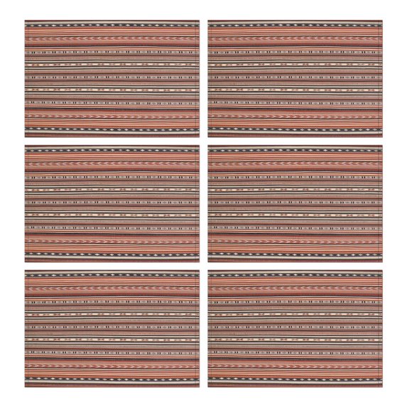 Boho Red Striped Ethnic Pattern Summer Placemats Table Placemats Set Of 6-Linen Kitchen Washable Placemats Table Mats 11.8"x17.7" Non-Slip Heat Resistant