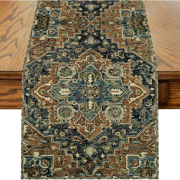 Boho Red Table Runner,Vintage Elegant Farmhouse Table Center Linen Decor,Country Rustic Farmhouse Magical Fall Kitchen Dining Table Decoration for Home Dining Party Decor 13x48 Inch