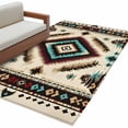 thumbnail image 1 of Boho Red Teal Brown Large Area Rugs for Bedroom Living Room, Soft Non Slip Carpet Bedside Rug, Southwestern Abstract Geometric Rectangular Floor Cover Kitchen Accent Rug 4'x6' for Dining Room/Office, 1 of 9