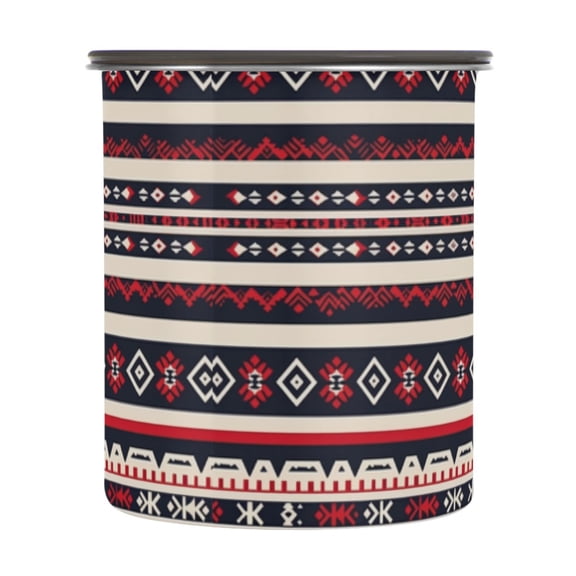 Boho Red Tribal Airtight Coffee Bean Canister 30oz Food Storage Containers with Lids For Gournd, Tea, Sugar, Flour, Rice, Cereal, Candy Cookie Jar