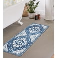 thumbnail image 1 of Boho Retro Bathroom Rug Runner Blue Non-Slip Soft Bath Mat Oriental Tribal Machine Washable Bath Rug Traditional Farmhouse Floral Long Rug for Shower Sink Entrance, 18x47 inch, 1 of 6