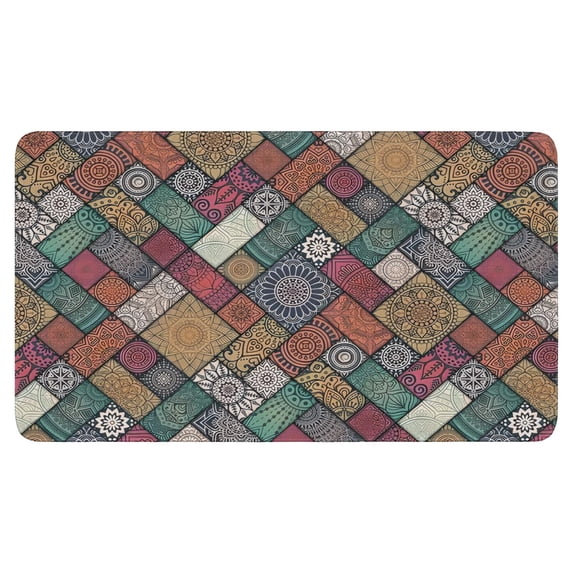 Boho Retro Brown Diamond Pattern (4) Welcome Doormat for Indoor/Outdoor Entrance Boho Retro Brown Diamond Pattern (4) Decoration Door Mat Kitchen Door Mat Bedroom Doormat 17x30 Inch