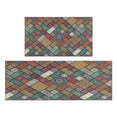 thumbnail image 1 of Boho Retro Brown Diamond Pattern Kitchen Rugs and Mats Sets Of 2,Kitchen Decoration Rugs,Rubber Backing Non-Slip Floor Mat for Sink Washable Waterproof Laundry Room Runner Rugs, 1 of 7
