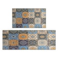 thumbnail image 1 of Boho Retro Brown Diamond Pattern Kitchen Rugs and Mats Sets Of 2,Kitchen Decoration Rugs,Rubber Backing Non-Slip Floor Mat for Sink Washable Waterproof Laundry Room Runner Rugs, 1 of 7