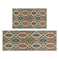 thumbnail image 1 of Boho Retro Brown Diamond Pattern Kitchen Rugs and Mats Sets Of 2,Kitchen Decoration Rugs,Rubber Backing Non-Slip Floor Mat for Sink Washable Waterproof Laundry Room Runner Rugs, 1 of 7