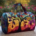 thumbnail image 1 of Boho Retro Camper Canvas Duffel Bag, 3D Embroidered Quilted Travel Tote, Large Capacity Weekender Bag for Unisex Camping, Gym & Road Trips, 1 of 6