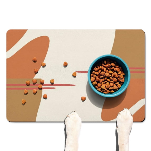 Boho Retro Floral Pet Feeding Mat-Absorbent Pet Placemat for Food and Water Bowl, with Waterproof Rubber Backing, Quick Dry Water Dispenser Mat for Dog and Cat (16"x24")