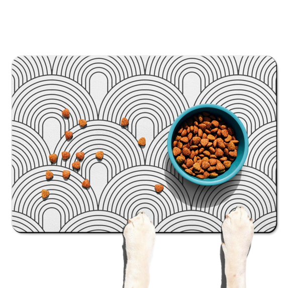 Boho Retro Floral Pet Feeding Mat-Absorbent Pet Placemat for Food and Water Bowl, with Waterproof Rubber Backing, Quick Dry Water Dispenser Mat for Dog and Cat (16"x24")