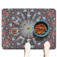 thumbnail image 1 of Boho Retro Floral Pet Feeding Mat-Abstract Art Geometric Absorbent Pet Placemat for Food and Water Bowl, with Waterproof Rubber Backing, Quick Dry Water Dispenser Mat for Dog and Cat (24"x32"), 1 of 7