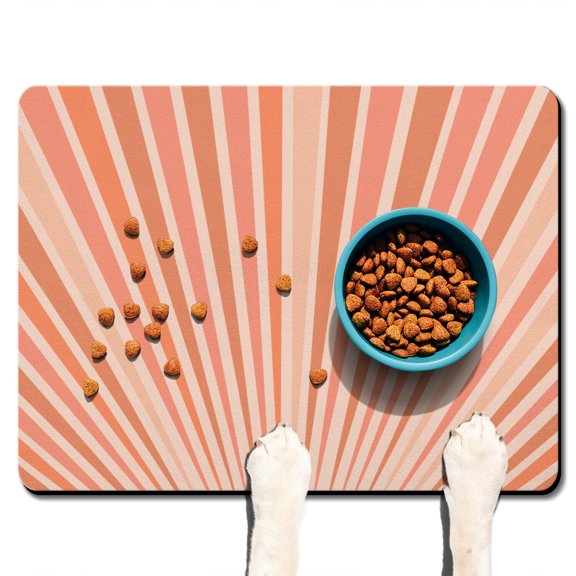 Boho Retro Floral Pet Feeding Mat-Abstract Art Geometric Absorbent Pet Placemat for Food and Water Bowl, with Waterproof Rubber Backing, Quick Dry Water Dispenser Mat for Dog and Cat (24"x32")