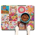 thumbnail image 1 of Boho Retro Floral Pet Feeding Mat-Abstract Art Geometric Absorbent Pet Placemat for Food and Water Bowl, with Waterproof Rubber Backing, Quick Dry Water Dispenser Mat for Dog and Cat (24"x32"), 1 of 7