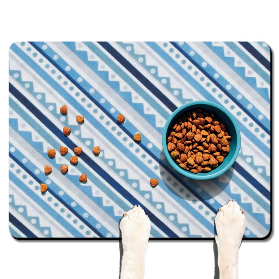 Boho Retro Floral Pet Feeding Mat-Abstract Art Geometric Absorbent Pet Placemat for Food and Water Bowl, with Waterproof Rubber Backing, Quick Dry Water Dispenser Mat for Dog and Cat (24"x32")