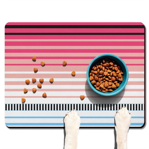 Boho Retro Floral Pet Feeding Mat-Abstract Art Geometric Absorbent Pet Placemat for Food and Water Bowl, with Waterproof Rubber Backing, Quick Dry Water Dispenser Mat for Dog and Cat (24"x32")