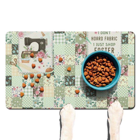 Boho Retro Floral Pet Feeding Mat-Abstract Art Pattern Absorbent Pet Placemat for Food and Water Bowl, with Waterproof Rubber Backing, Quick Dry Water Dispenser Mat for Dog and Cat (12"x20")