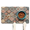 thumbnail image 1 of Boho Retro Floral Pet Feeding Mat-Abstract Art Pattern Absorbent Pet Placemat for Food and Water Bowl, with Waterproof Rubber Backing, Quick Dry Water Dispenser Mat for Dog and Cat (12"x20"), 1 of 7