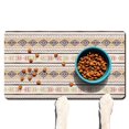 thumbnail image 1 of Boho Retro Floral Pet Feeding Mat-Abstract Art Pattern Absorbent Pet Placemat for Food and Water Bowl, with Waterproof Rubber Backing, Quick Dry Water Dispenser Mat for Dog and Cat (17"x30"), 1 of 7