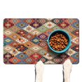 thumbnail image 1 of Boho Retro Floral Pet Feeding Mat-Abstract Art Pattern Absorbent Pet Placemat for Food and Water Bowl, with Waterproof Rubber Backing, Quick Dry Water Dispenser Mat for Dog and Cat (12"x20"), 1 of 7