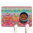 thumbnail image 1 of Boho Retro Floral Pet Feeding Mat-Colorful Floral Absorbent Pet Placemat for Food and Water Bowl, with Waterproof Rubber Backing, Quick Dry Water Dispenser Mat for Dog and Cat (16"x24"), 1 of 4