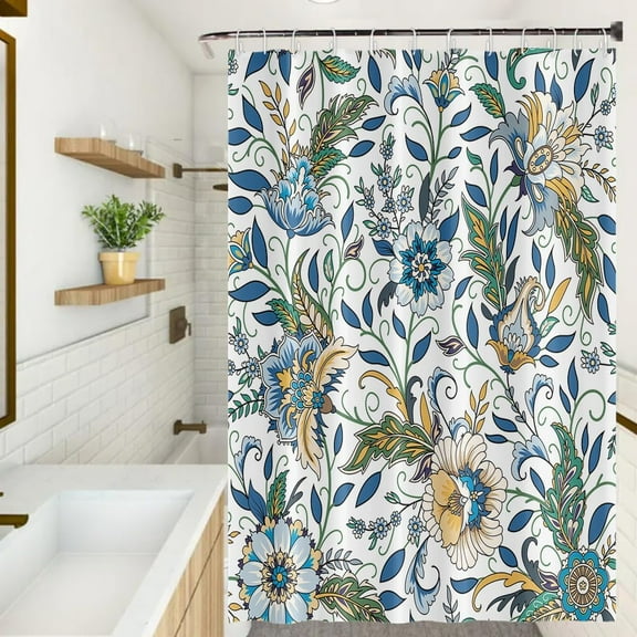 Boho Retro Floral Shower Curtains Paisley Mandala Abstract Flower Leaves Shower Curtains for Bathroom Washable Polyester Fabric Shower Curtain Aesthetic Shower Curtain Decor, 72Wx72H