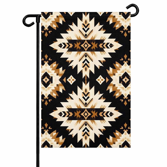 Boho Retro Garden Flags for Outside Ethnic Tribal Floral Pattern Double Sided Yard Flags Outdoor House Decoration, Small 12X18 Inch, Black Brown Beige