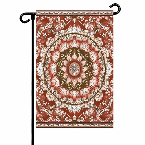 Boho Retro Garden Flags for Outside Ethnic Tribal Floral Pattern Double Sided Yard Flags Outdoor House Decoration, Small 12X18 Inch, Red