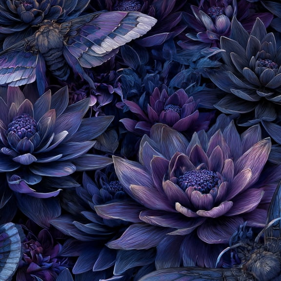 Boho Retro Peel and Stick Wallpaper Serene Moth Hovering Dark Flowers Ambient Lighting Wall Mural 17.7in x 9.8ft Self Adhesive Removable Floral Contact Paper for Cabinets Locker