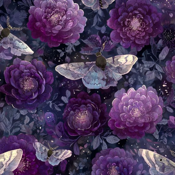 Boho Retro Peel and Stick Wallpaper Surreal Night Garden Floating Moths Wall Mural 17.7in x 9.8ft Self Adhesive Removable Floral Contact Paper for Cabinets Locker