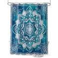 thumbnail image 1 of Boho Retro Shower Curtain, Ethnic Tribal Floral Pattern Bathroom Decor Curtains Set with Hooks, Teal Waterproof Fabric Home Accessories， Stall 36 X 72 Inch, 1 of 6
