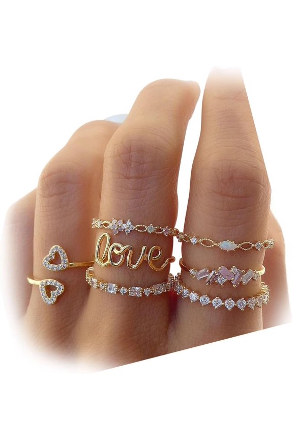 Boho Retro Stackable Rings Sets for Women Knuckle Joint Finger Knuckle Nail Ring Sets Moon Stars Stack Preppy Statement Rings Cute Trendy Stuff Jewelry
