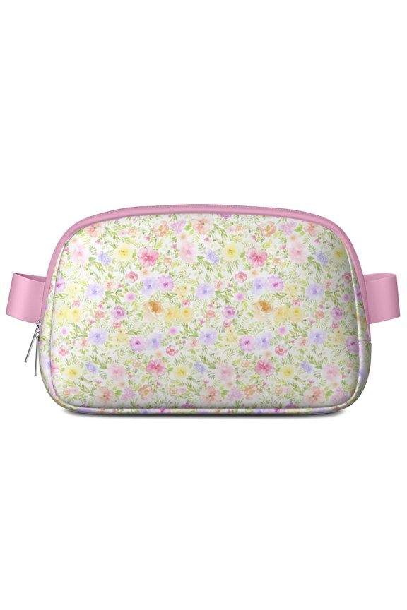 Boho Romantic Fanny Pack – Floral Waist Bag with Vintage Wildflowers, Cute Butterflies & Tropical Leaves