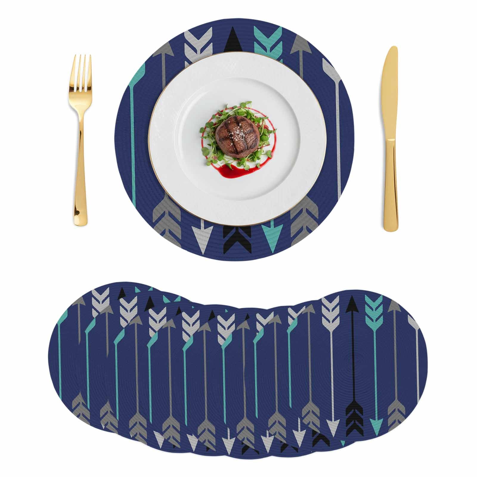 Boho Round 13 Inch Placemats Set of 8, Vintage Farmhouse Ethnic ...