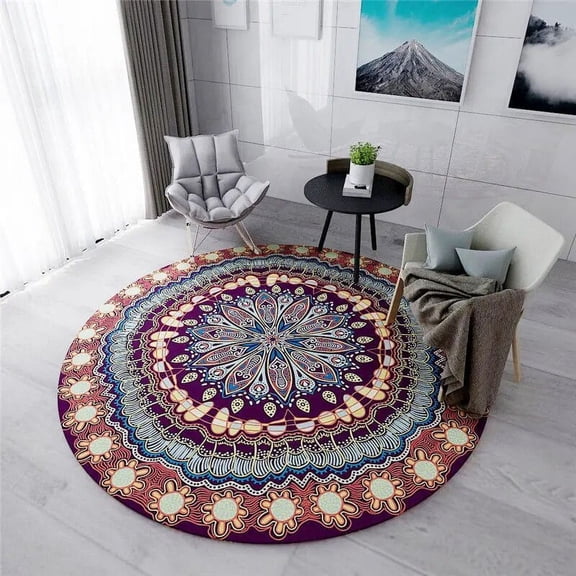 Boho Round Carpet Luxury Retro Computer Chair Floor Mats Persian Carpets Bedroom Living Room ration Home Entrance Door Mat