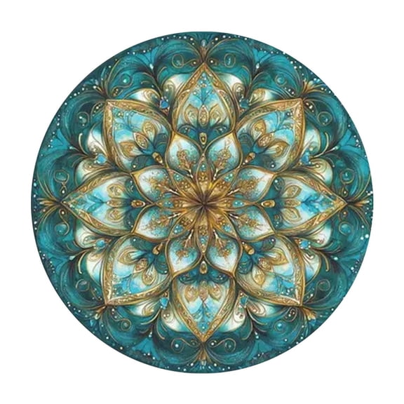 Boho Round Cup Pads Heat Resistant Placemats , Waterproof Wipeable Dining Place Mats for Indoor & Outdoor, Easy to Clean Green