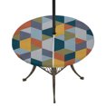 thumbnail image 1 of Boho Round Outdoor Tablecloth with Umbrella Hole Zipper, Modern Abstract Geometric Colorful Aesthetic Elastic Fitted Table Cover, Waterproof Table Cloth for Patio Picnic Party Fits 54"-60", 1 of 9
