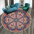 thumbnail image 1 of Boho Round Rug 16Inches Small Round Area Rug Non-Slip Round Bathroom Rug Washable Throw Rugs for Bedroom Oriental Distressed Round Kitchen Office Circle Rug Round Carpet for Living Dining Room Sofa, 1 of 2