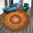thumbnail image 1 of Boho Round Rug 16Inches Small Round Area Rug Non-Slip Round Bathroom Rug Washable Throw Rugs for Bedroom Oriental Distressed Round Kitchen Office Circle Rug Round Carpet for Living Dining Room Sofa, 1 of 2