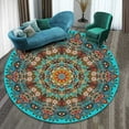thumbnail image 1 of Boho Round Rug 39Inches Small Round Area Rug Non-Slip Round Bathroom Rug Washable Throw Rugs for Bedroom Oriental Distressed Round Kitchen Office Circle Rug Round Carpet for Living Dining Room Sofa, 1 of 2